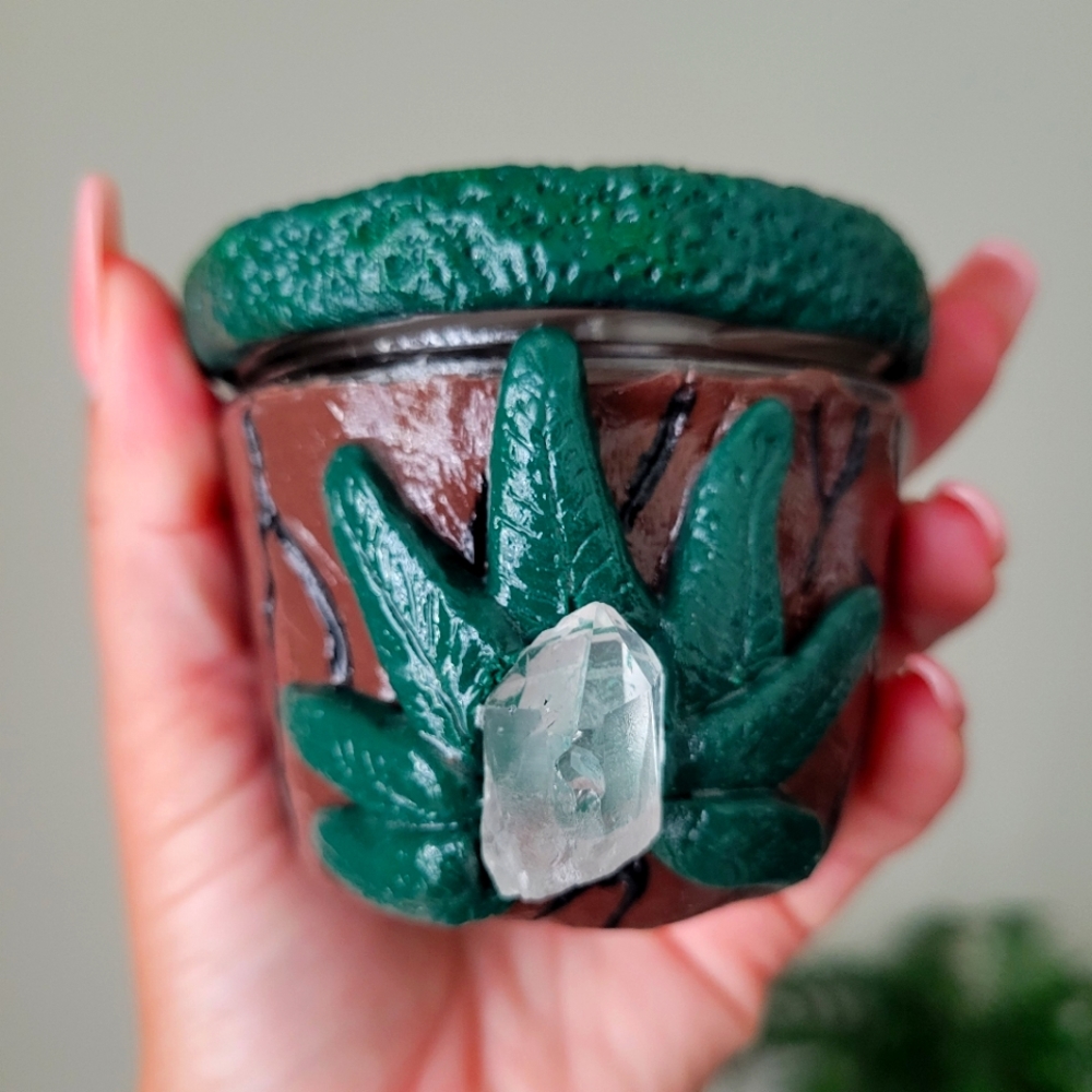 Plant Stash Jar with Quartz crystal